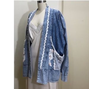Vintage 80s MODELLE Denim & Lace Jacket 🌸